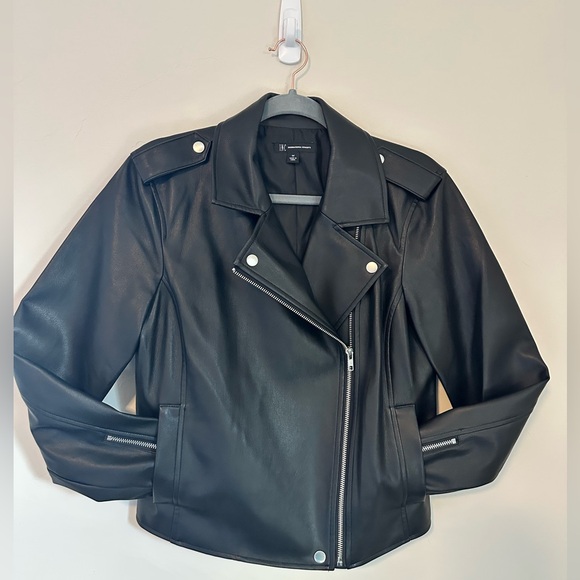 INC International Concepts Black Leather Jacket - Picture 1 of 8
